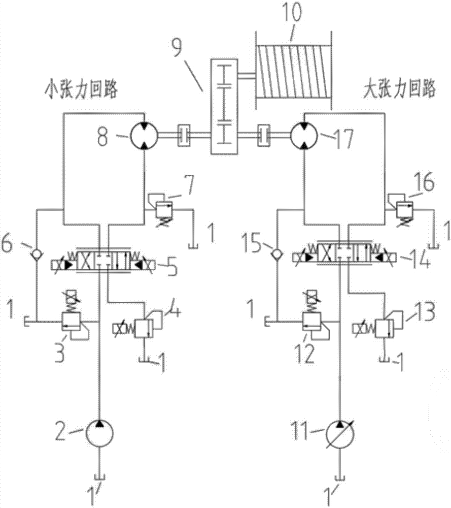 Hydraulic control system and method of tension winch