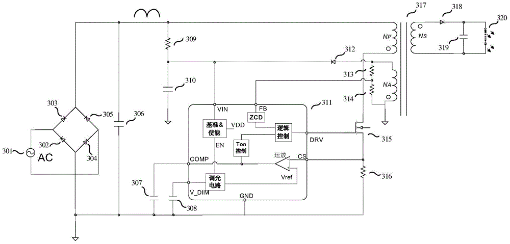 LED sectional dimming circuit