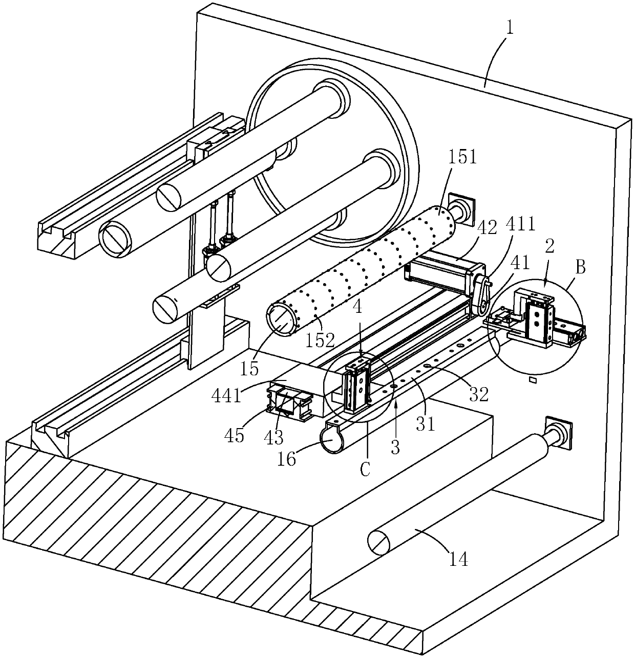 Automatic labelling device for packaging tape rewinder