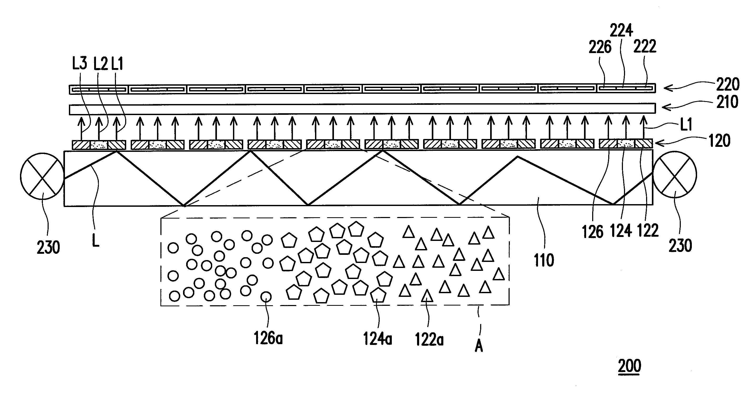 Liquid crystal display with color light guide panel