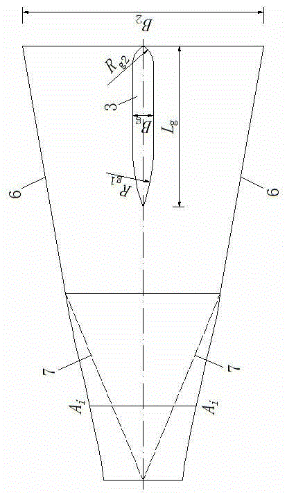 Series of inclined water outlet flow passages with excellent hydraulic performance and application method thereof