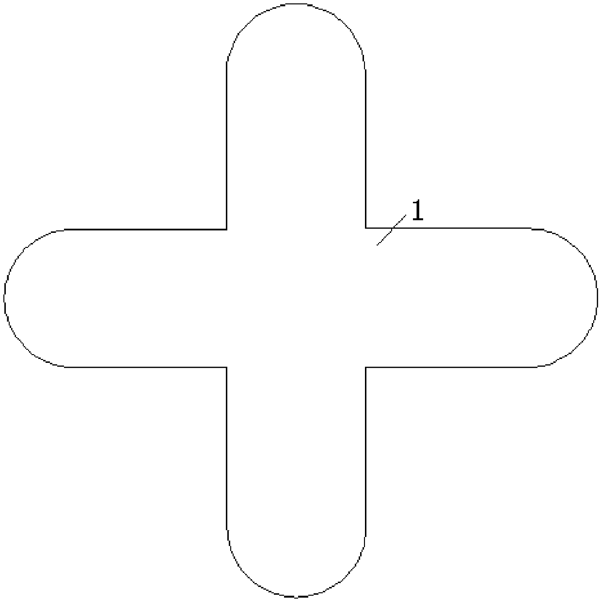 Round three-layer biological membrane with cross-shaped section