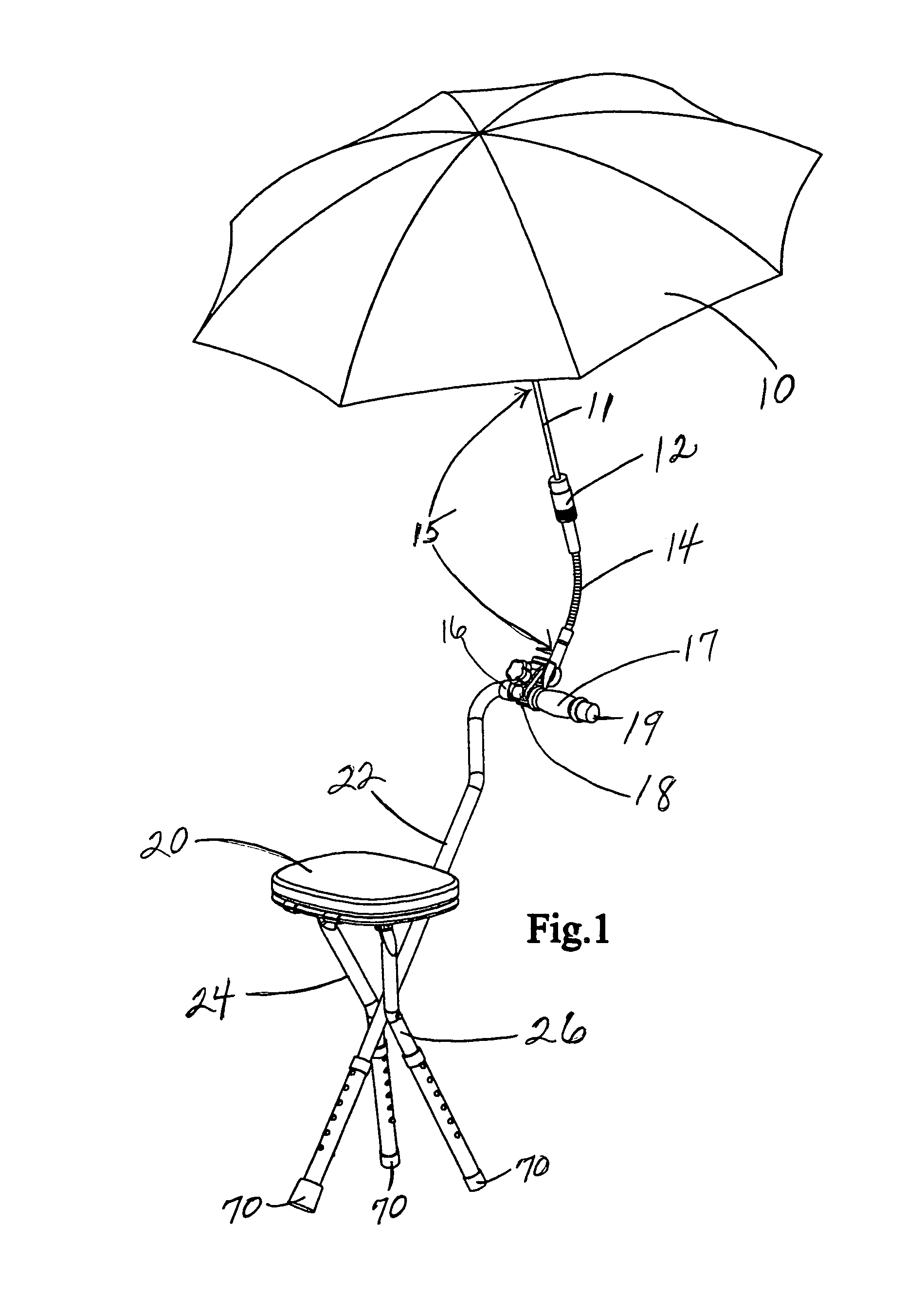 Portable chair and cane with umbrella