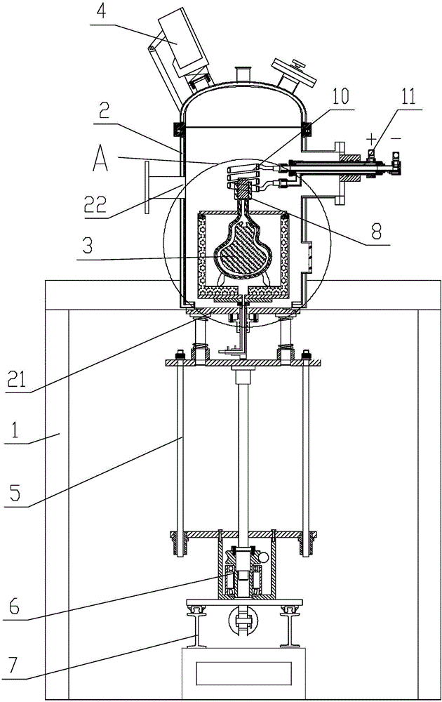 Titanium-based alloy induction melting bottom leakage type vacuum suction casting device and control method