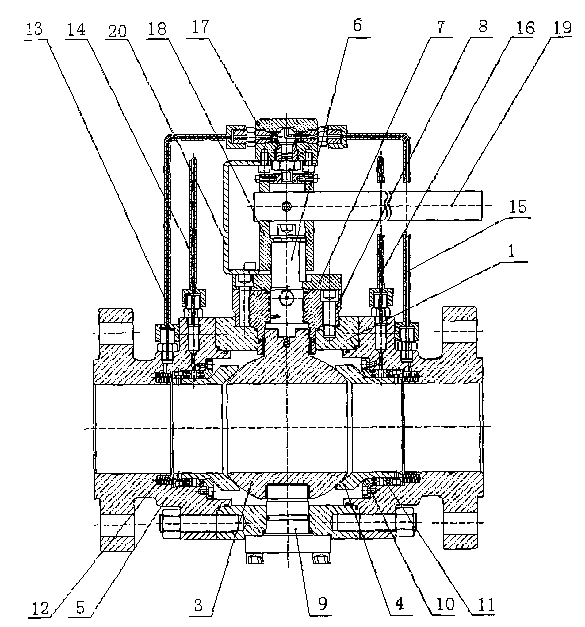 Pilot-operated type hard seal fixing ball valve