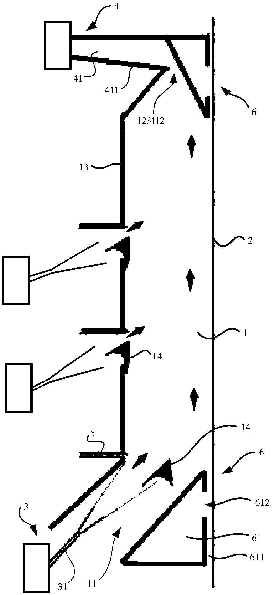 High-speed coiled material powder spray device, working method thereof and power spray production line