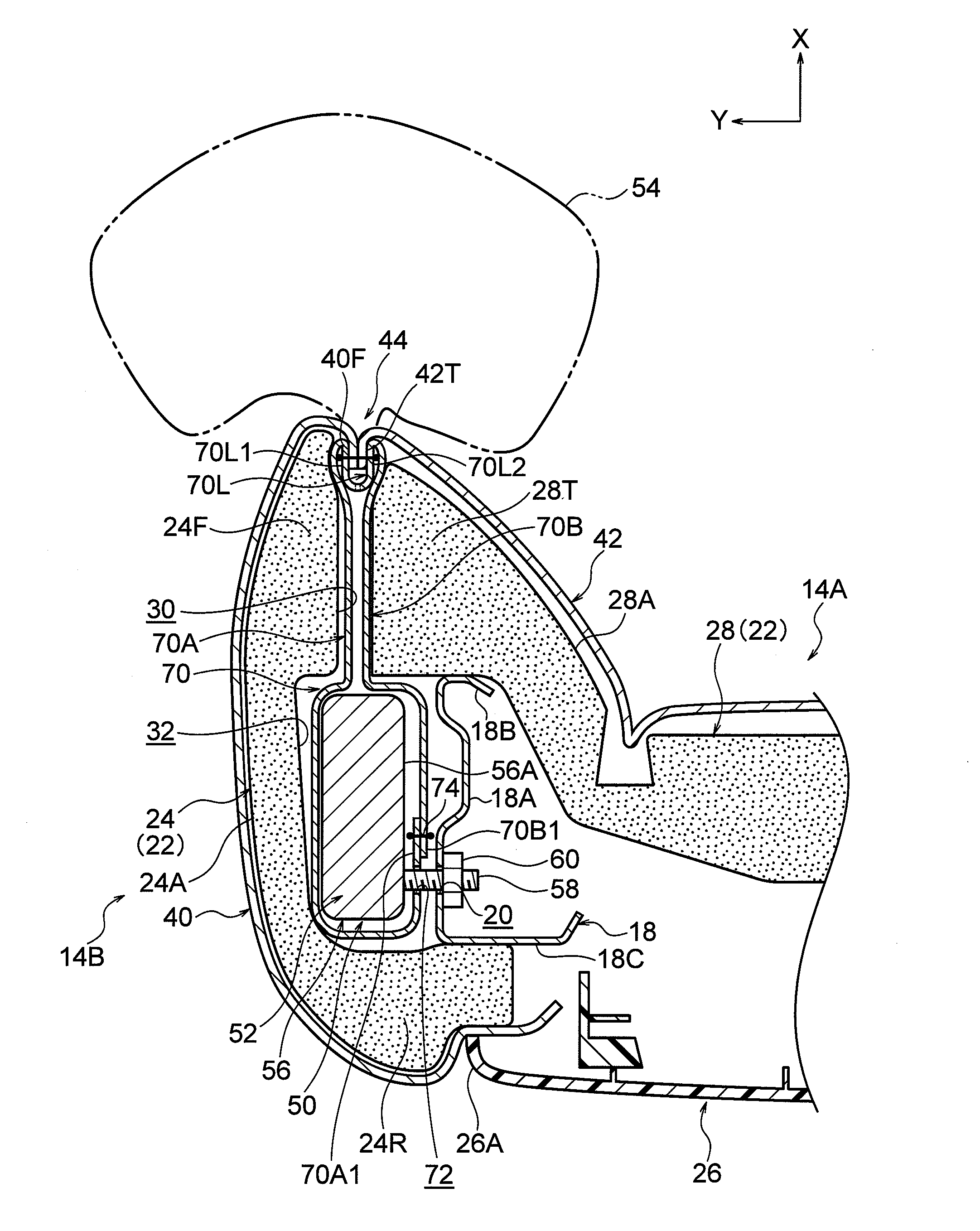 Vehicle seat and webbing sewing method