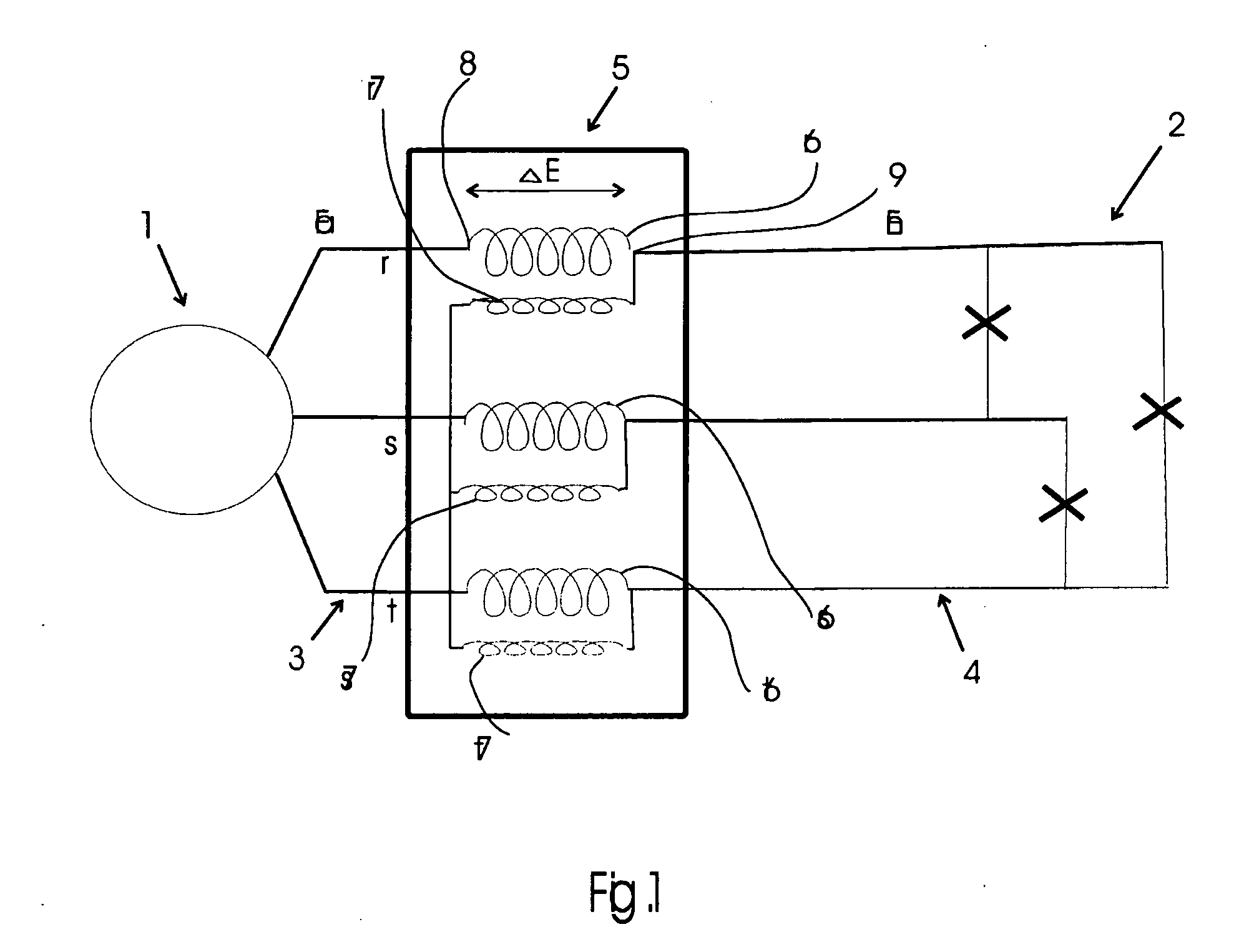 Induction regulator for power flow control in an ac transmission network and a method of controlling such network