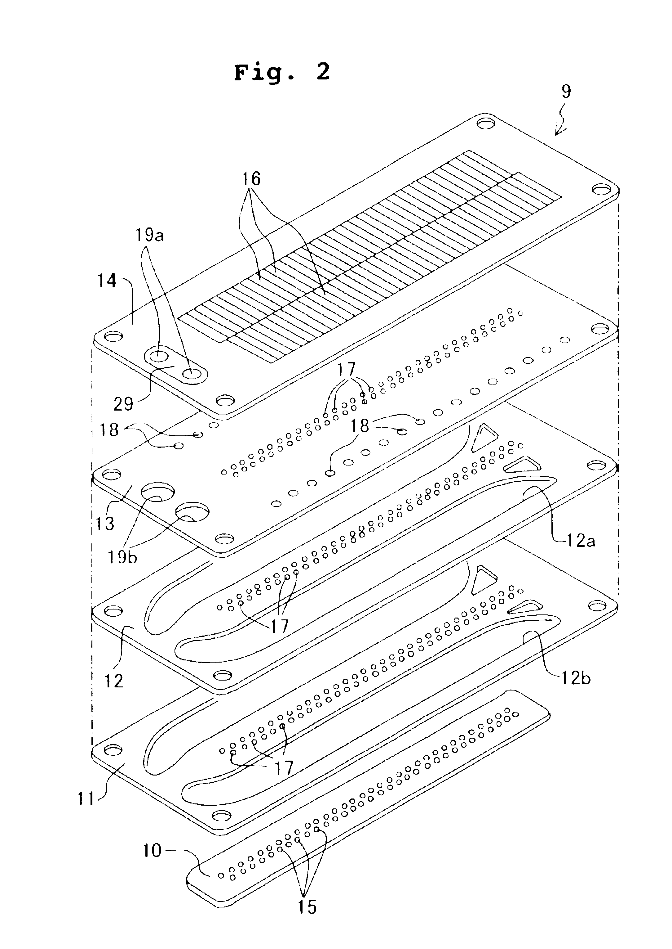 Thin plate stacked structure and ink-jet recording head provided with the same