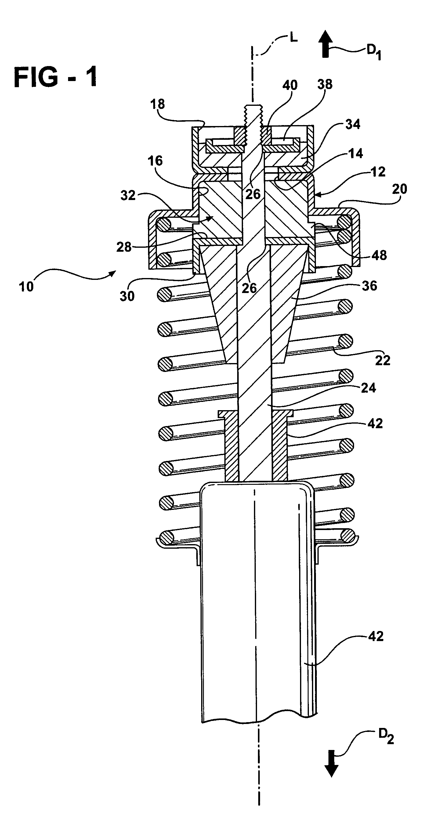 Mixed mode mounting assembly for shock/strut rod