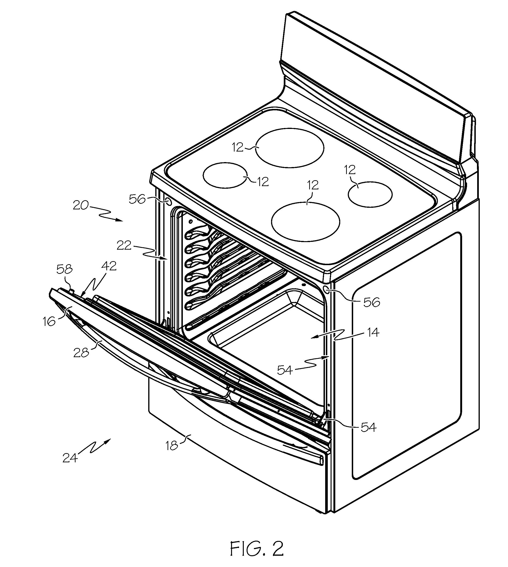 Electric current conduction system for appliance