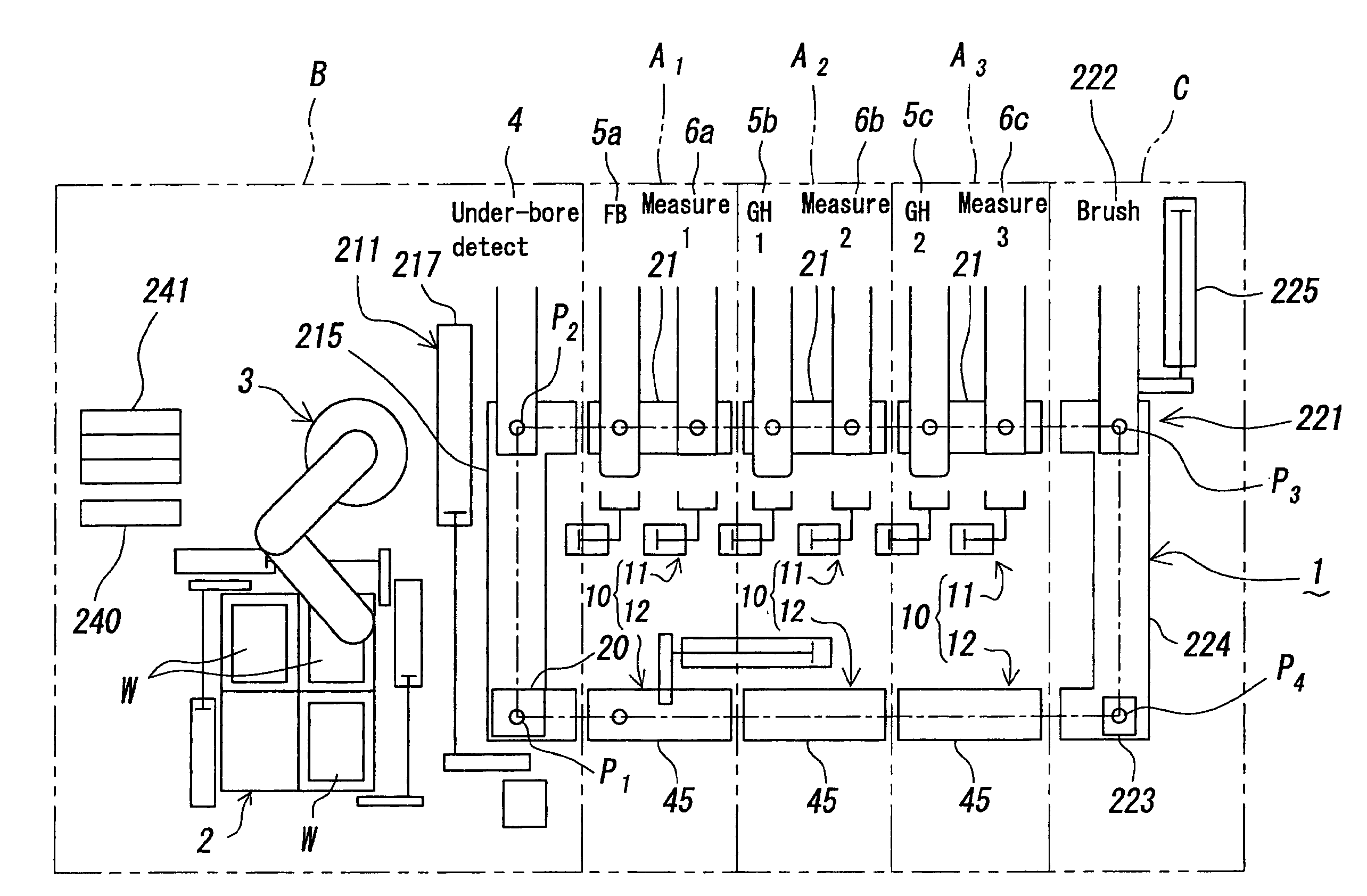 Processing cell of automatic machining system and automatic honing system