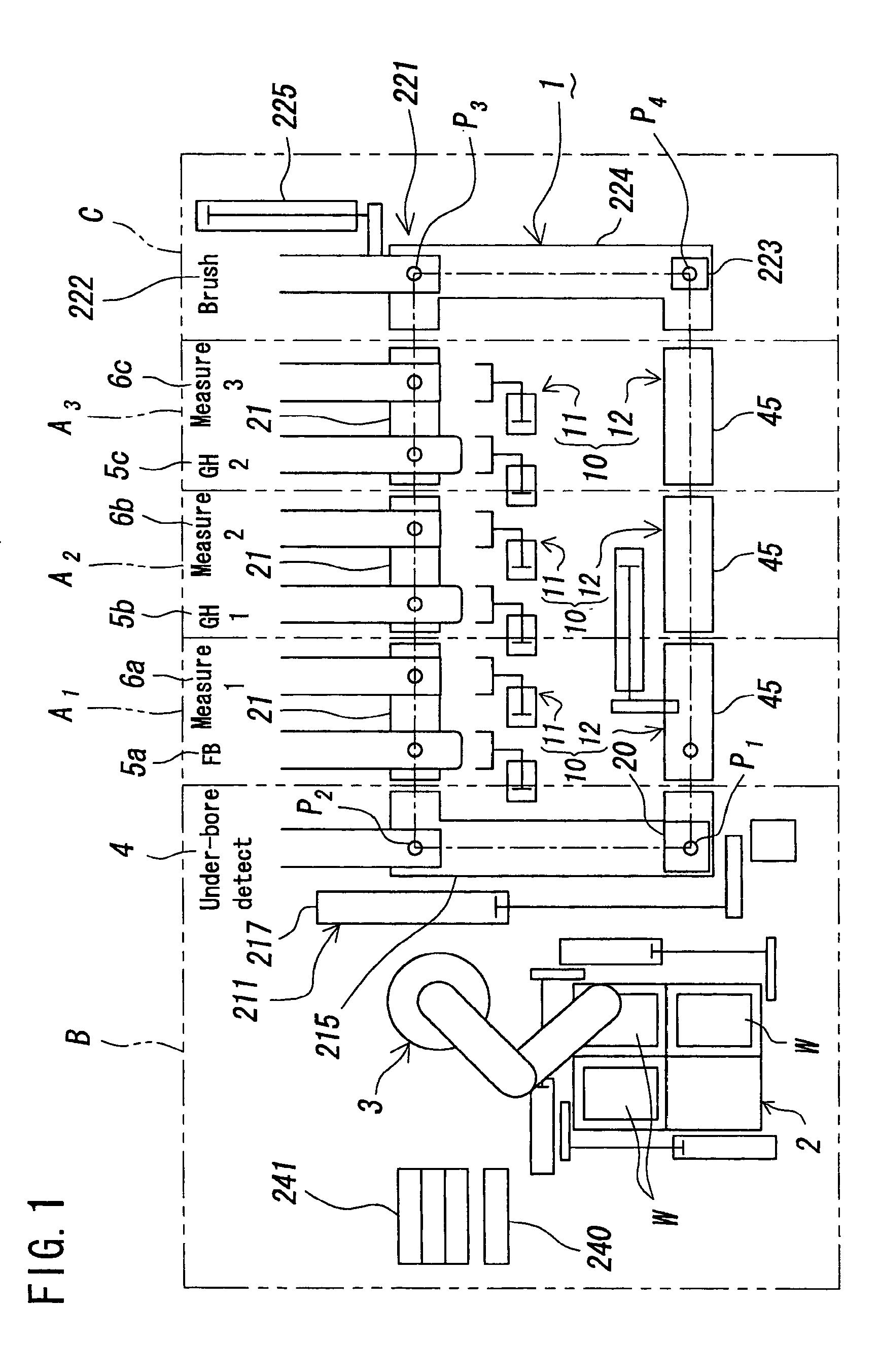 Processing cell of automatic machining system and automatic honing system