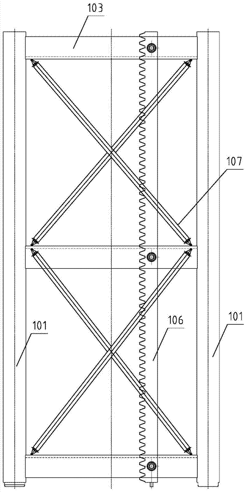 A lifting platform and its four-column guide rail frame