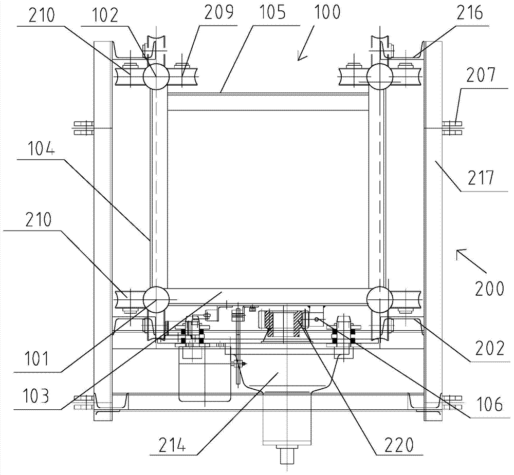 A lifting platform and its four-column guide rail frame