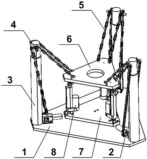 A dual-parallel pan-tilt with space zipline with coarse and fine adjustment of pose