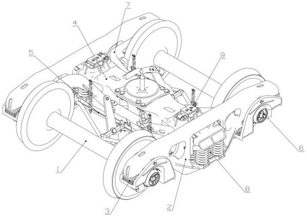 Auxiliary framework type radial bogie suitable for various foundation brake devices