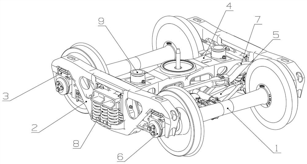 Auxiliary framework type radial bogie suitable for various foundation brake devices