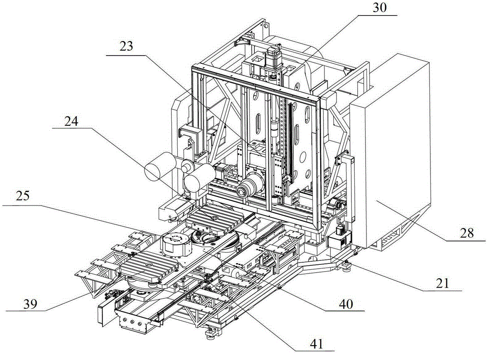 Overall structure and manufacturing method of horizontal machining center