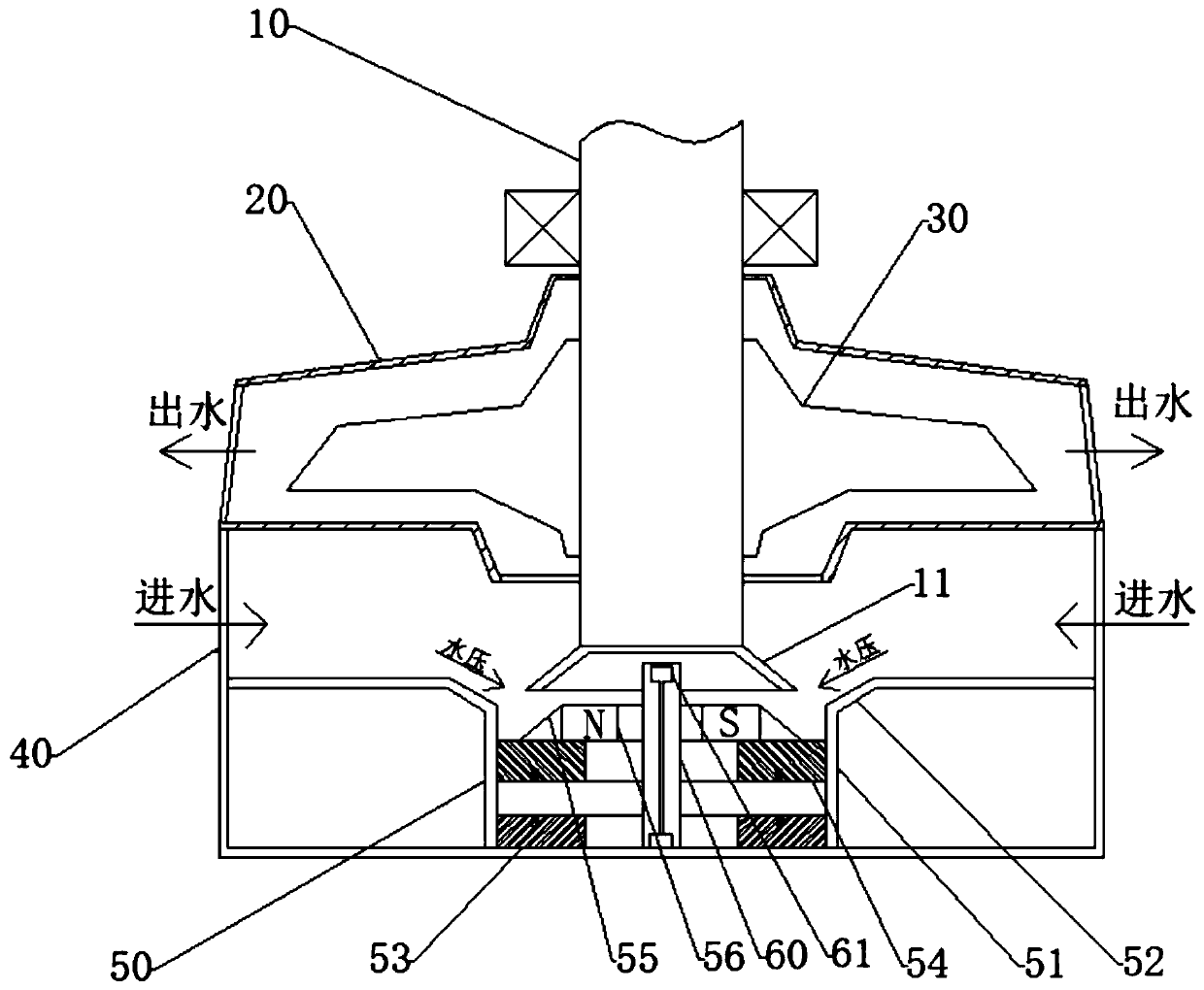 Built-in water level and flow detection component of water pump and usage method thereof