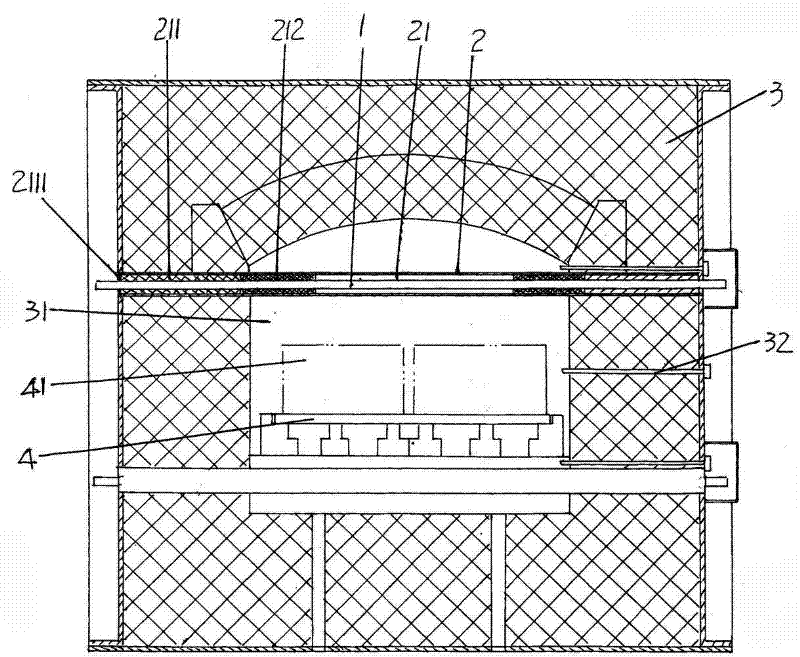 Heater structure of electronic powder firing furnace