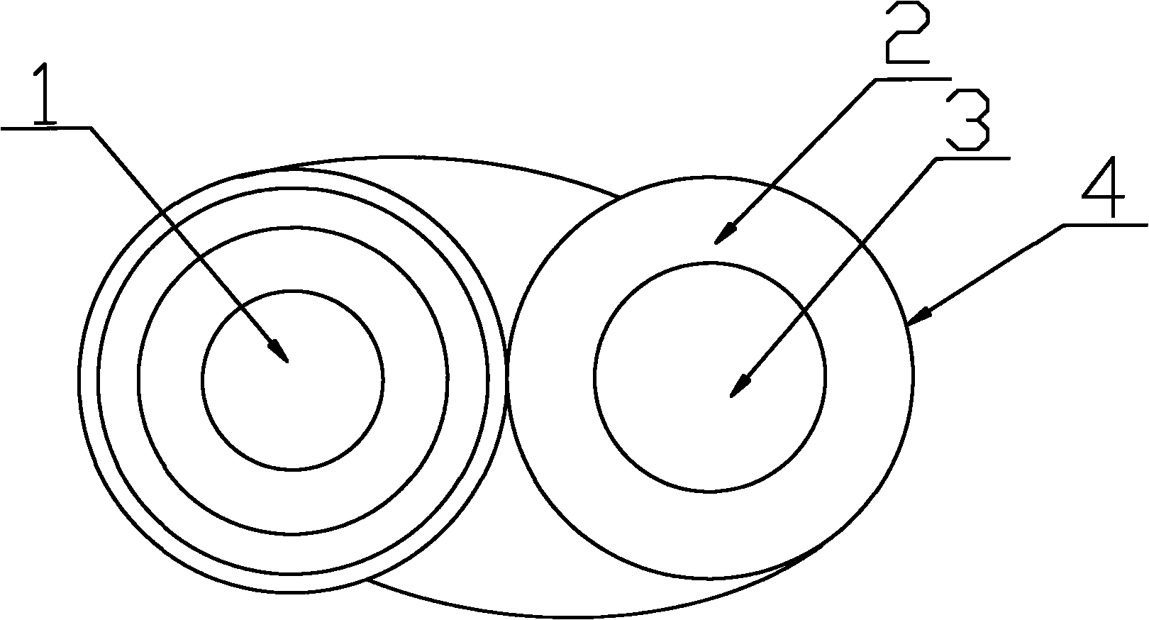 High-capacity copper-clad steel composite optical cable for fusion of three nets and production method thereof