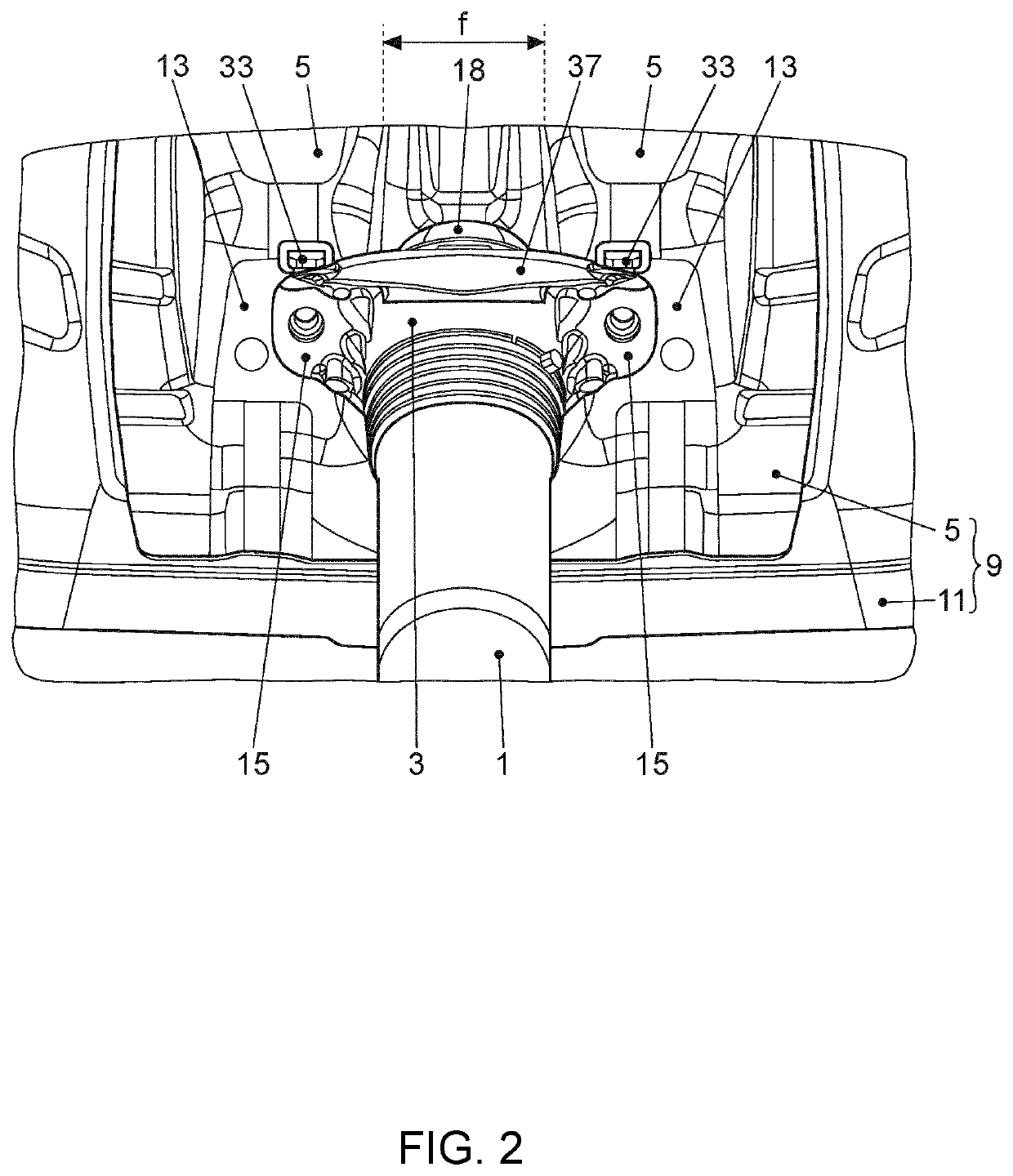 Bearing arrangement for a damper bearing of a shock absorber and method for installation of a damper bearing on a vehicle body