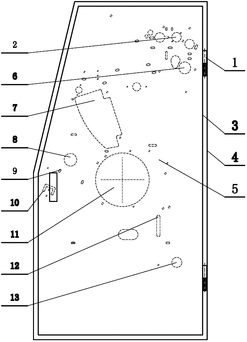 Right wallboard component for blueprint machine