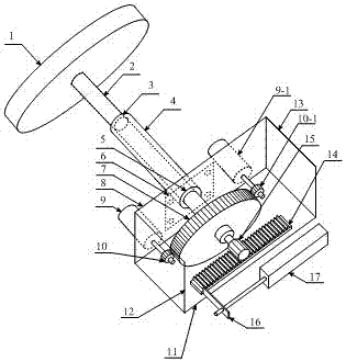 Driving simulator steering device of rack spacing and displacement measurement