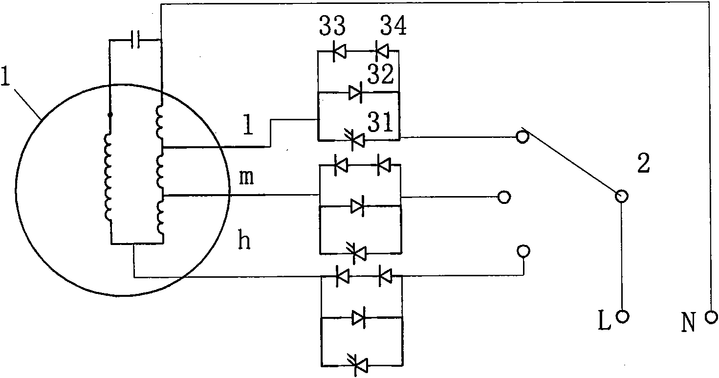 Air speed step indicating circuit of electric fan