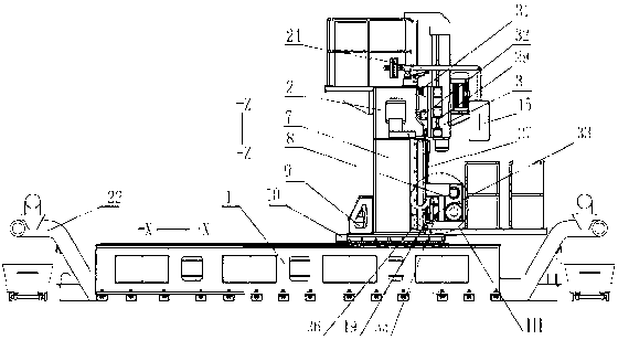 Gantry movable type multifunctional numerical-control drilling and milling machine