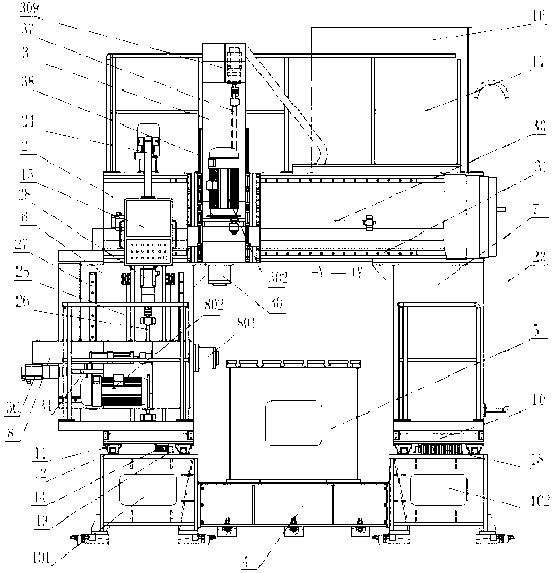 Gantry movable type multifunctional numerical-control drilling and milling machine