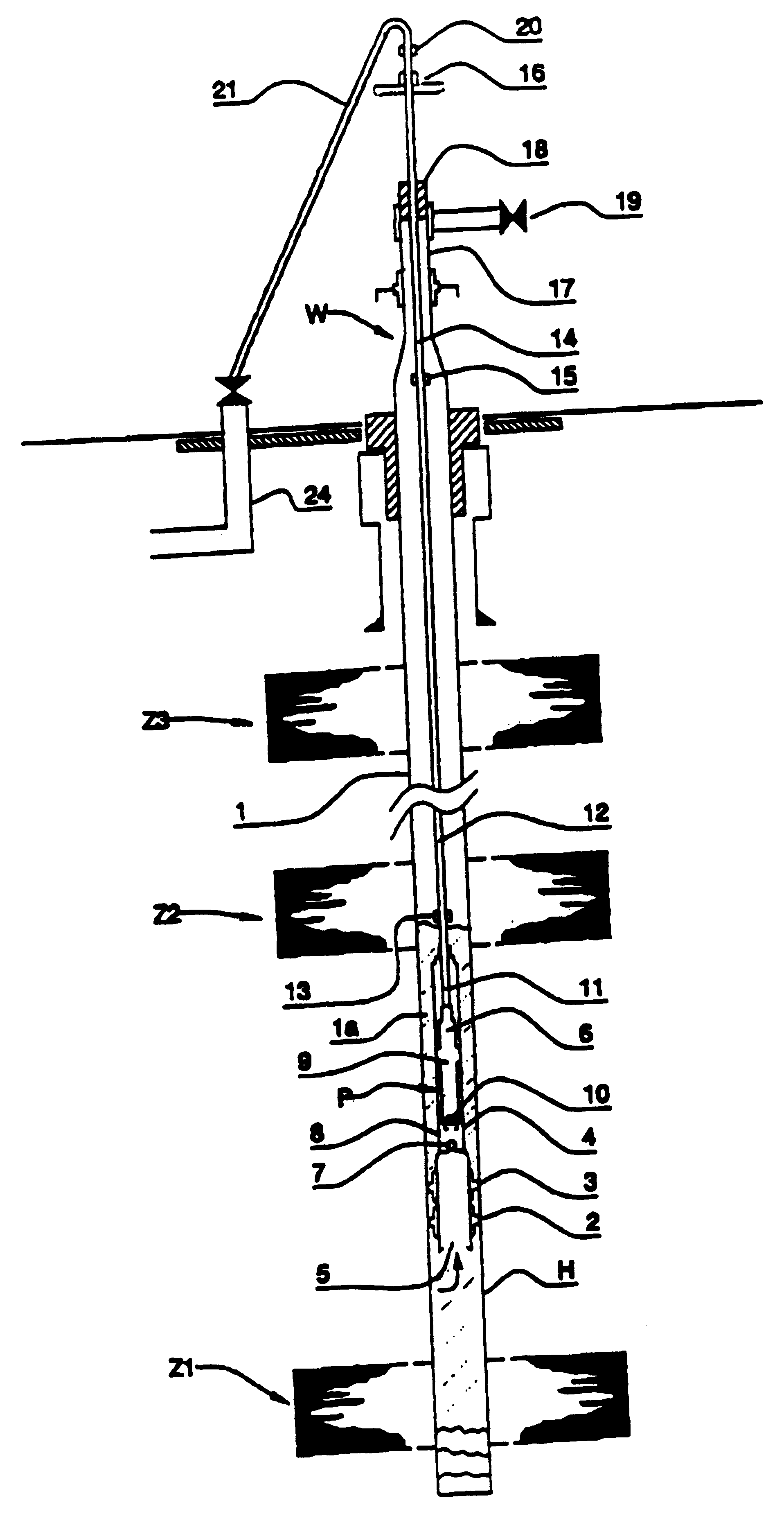 Assembly and method for the extraction of fluids from a drilled well within a geological formation