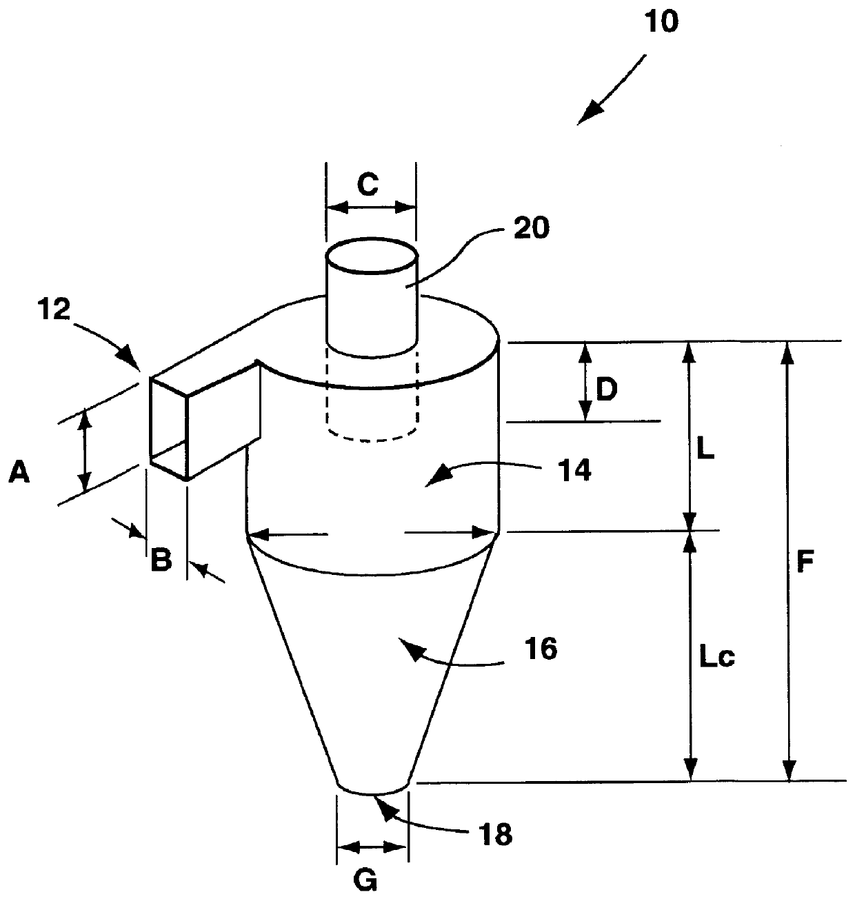 Terminal insert for a cyclone separator