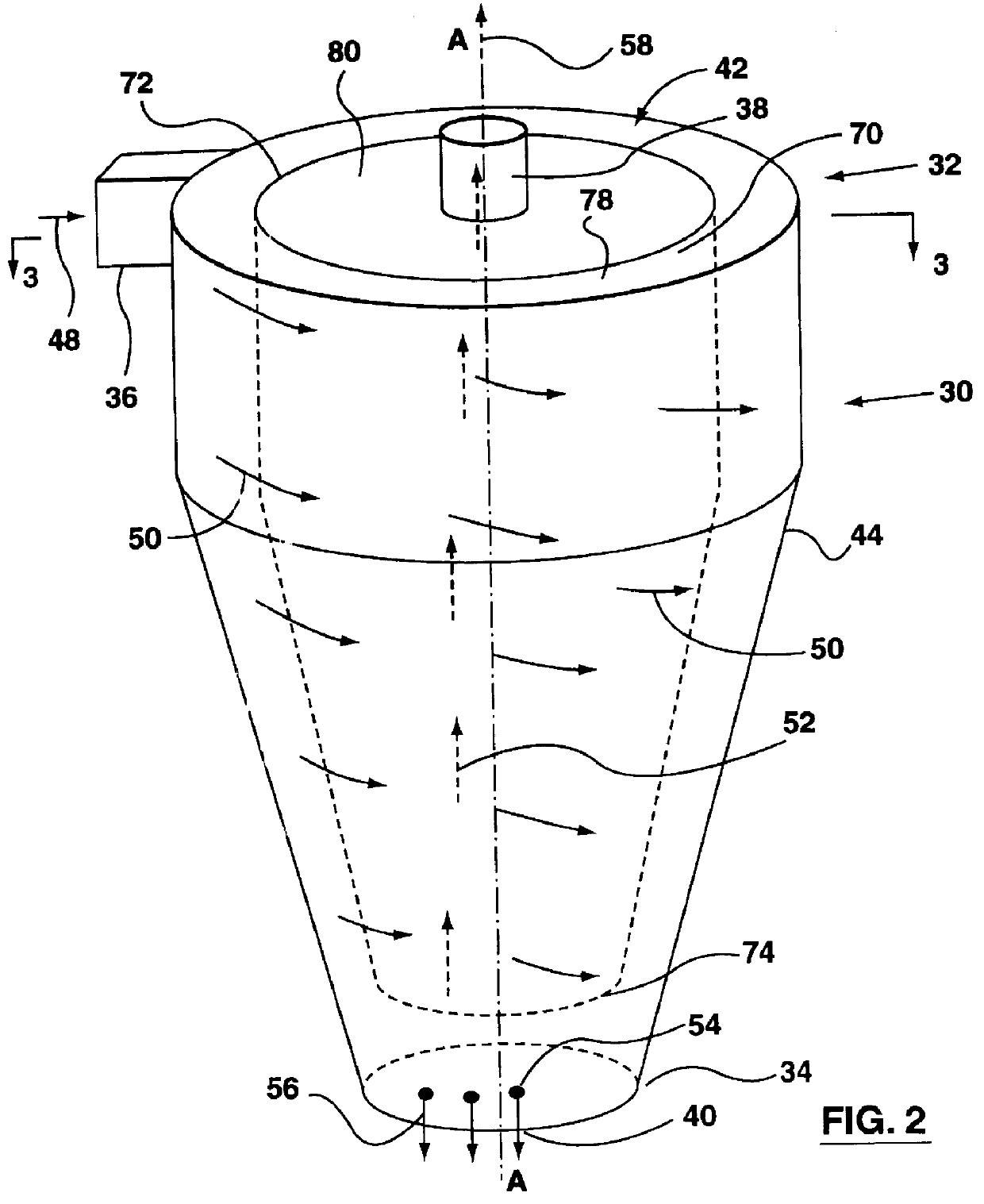 Terminal insert for a cyclone separator