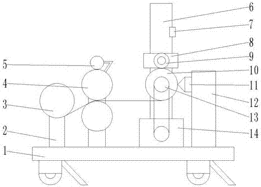 Cloth taking-up device for bed sheet production