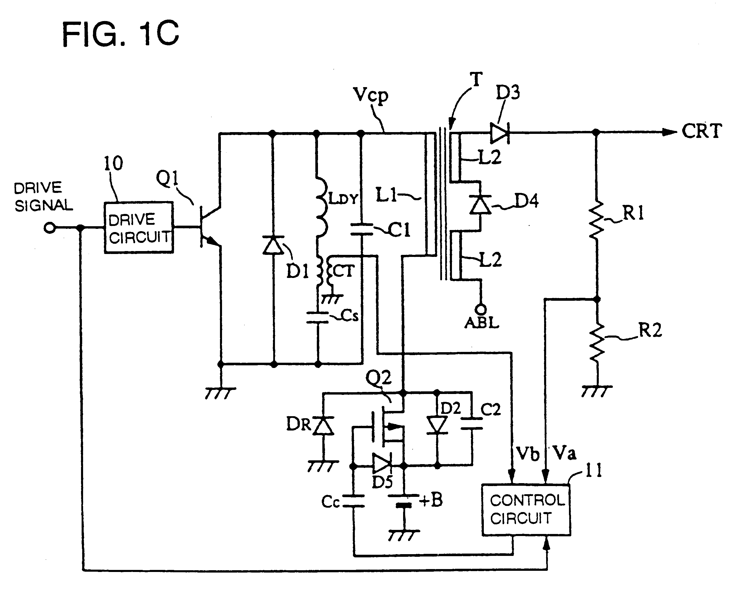 Deflection current/high voltage integration type power supply