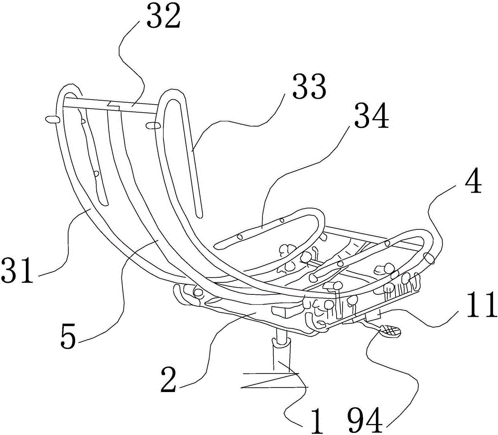 Embracing-lying type wide-swing structure of leisure-type working chair