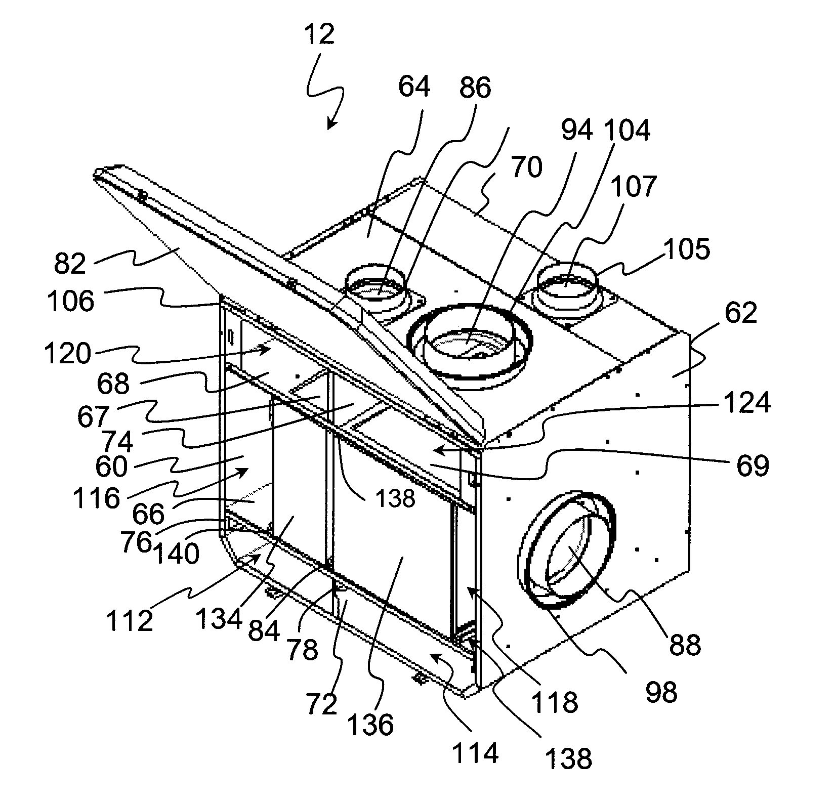 Heat or energy recovery housing and sealing system