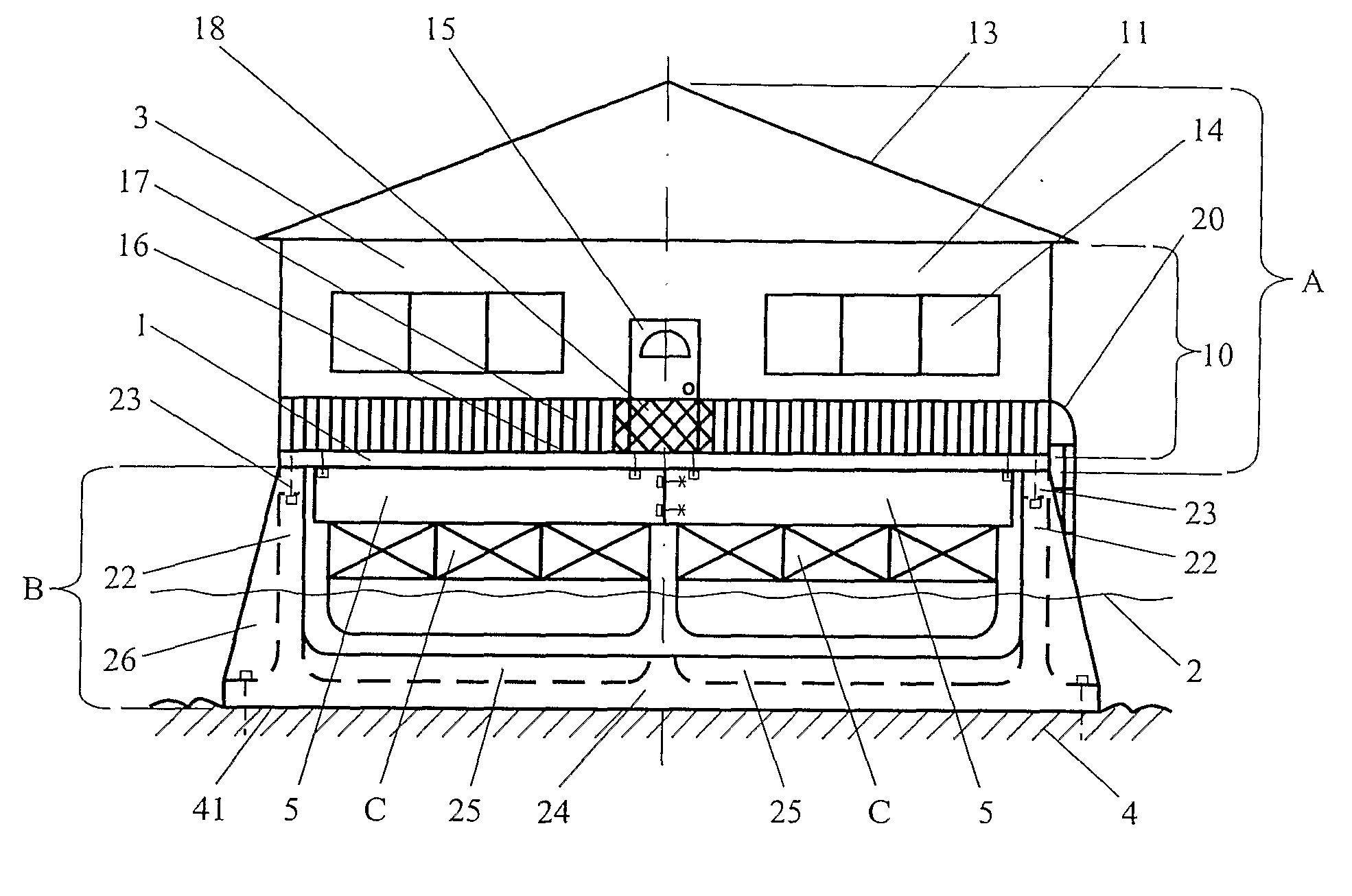 Building over the water, group of buildings, their maneuvering methods and their hosting sites