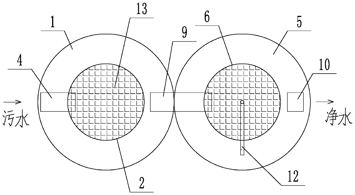 Biological purification tank for integrated treatment on excrement and sewage