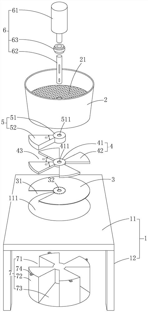 A distributing device for pharmaceutical packaging