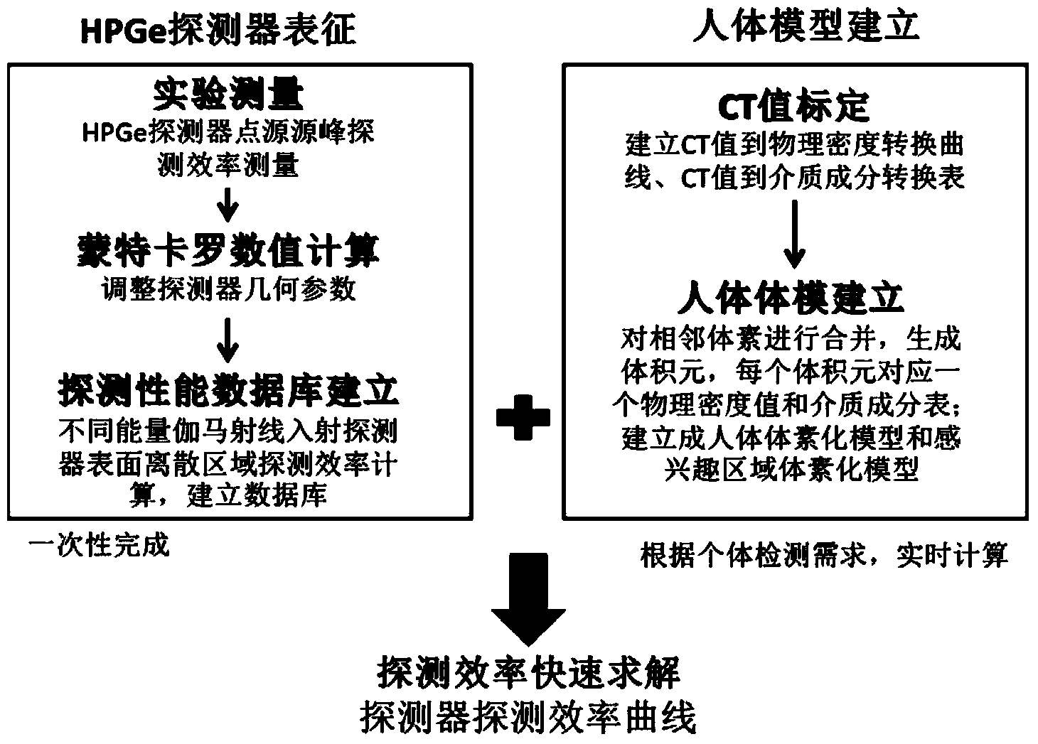 Method for determining detection efficiency of internal exposure HPGe detector based on CT data