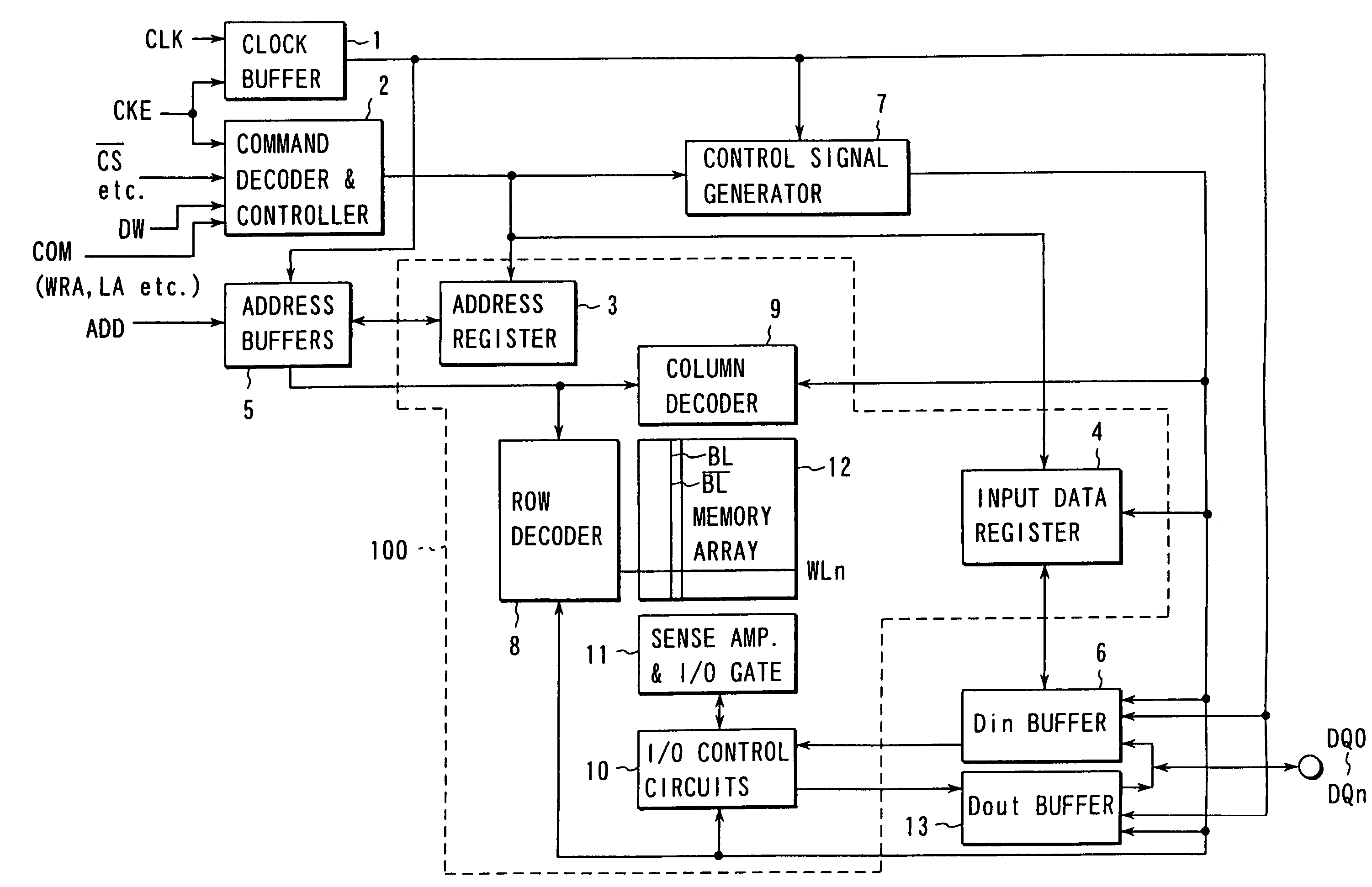 Method for writing data to a semiconductor memory comprising a peripheral circuit section and a memory core section including a memory cell