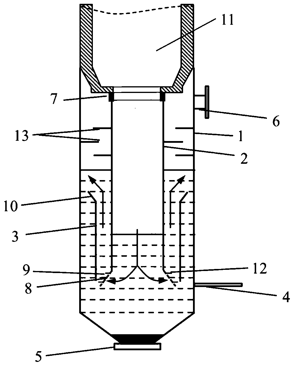 Gasification furnace chilling chamber containing flow-guiding cylinder and application method thereof