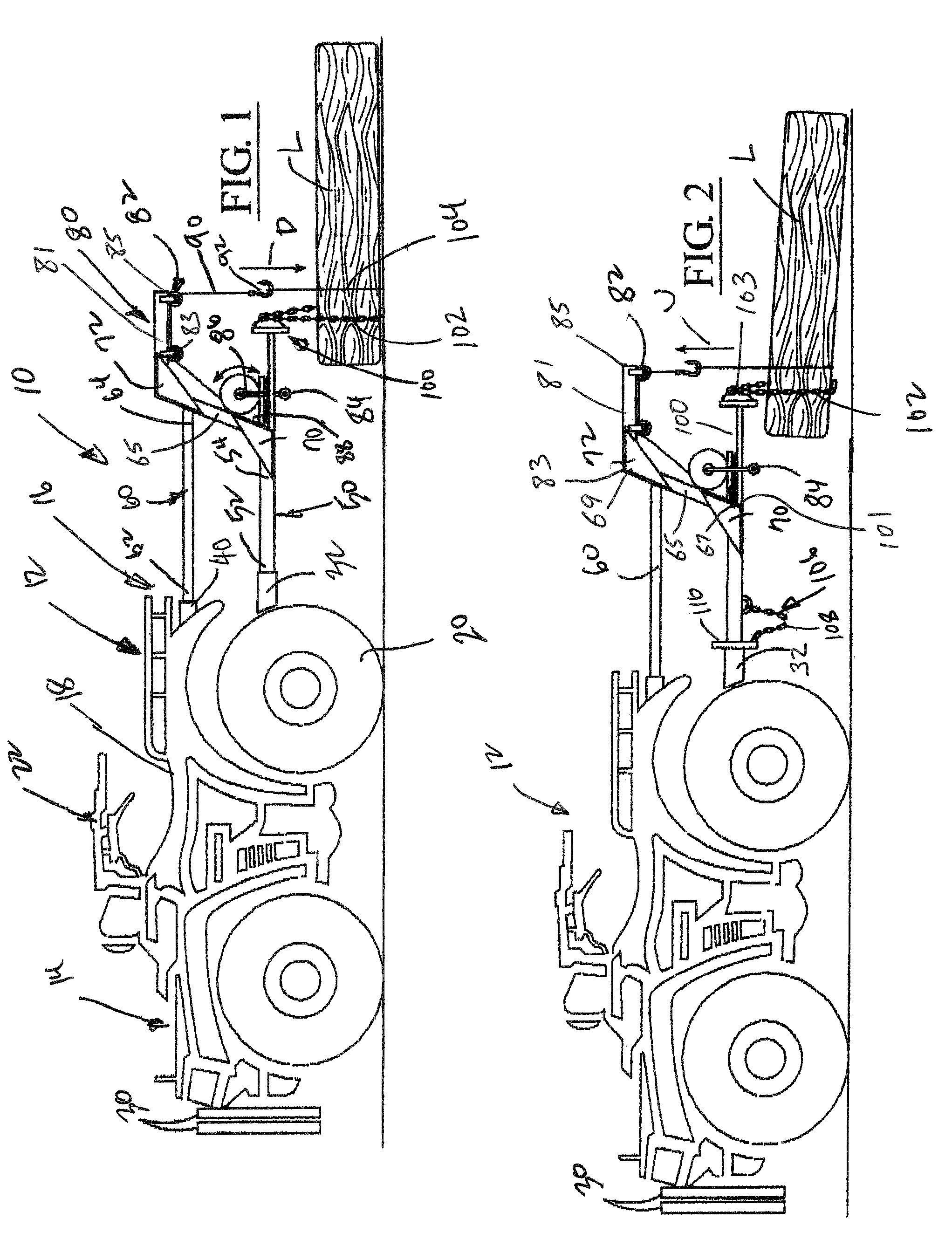 Portable log skidder for all terrain vehicle with hoist means