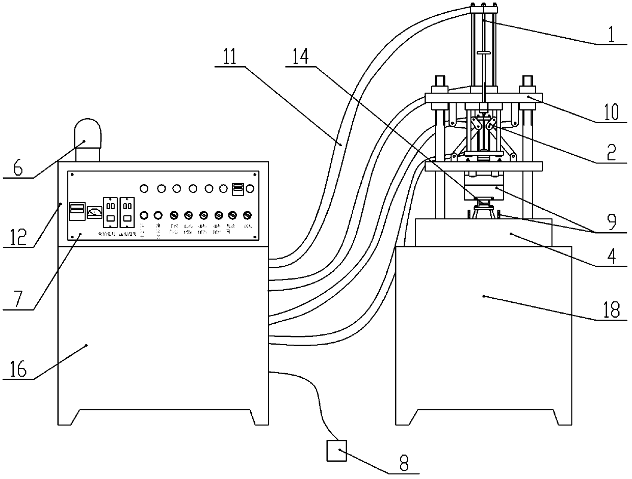 Mould-casting machine for inhaul cable connector