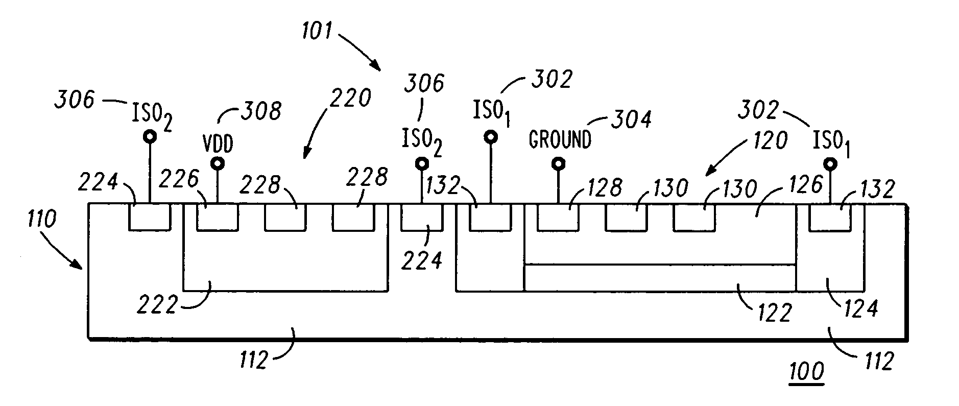 Integrated circuit with improved signal noise isolation and method for improving signal noise isolation