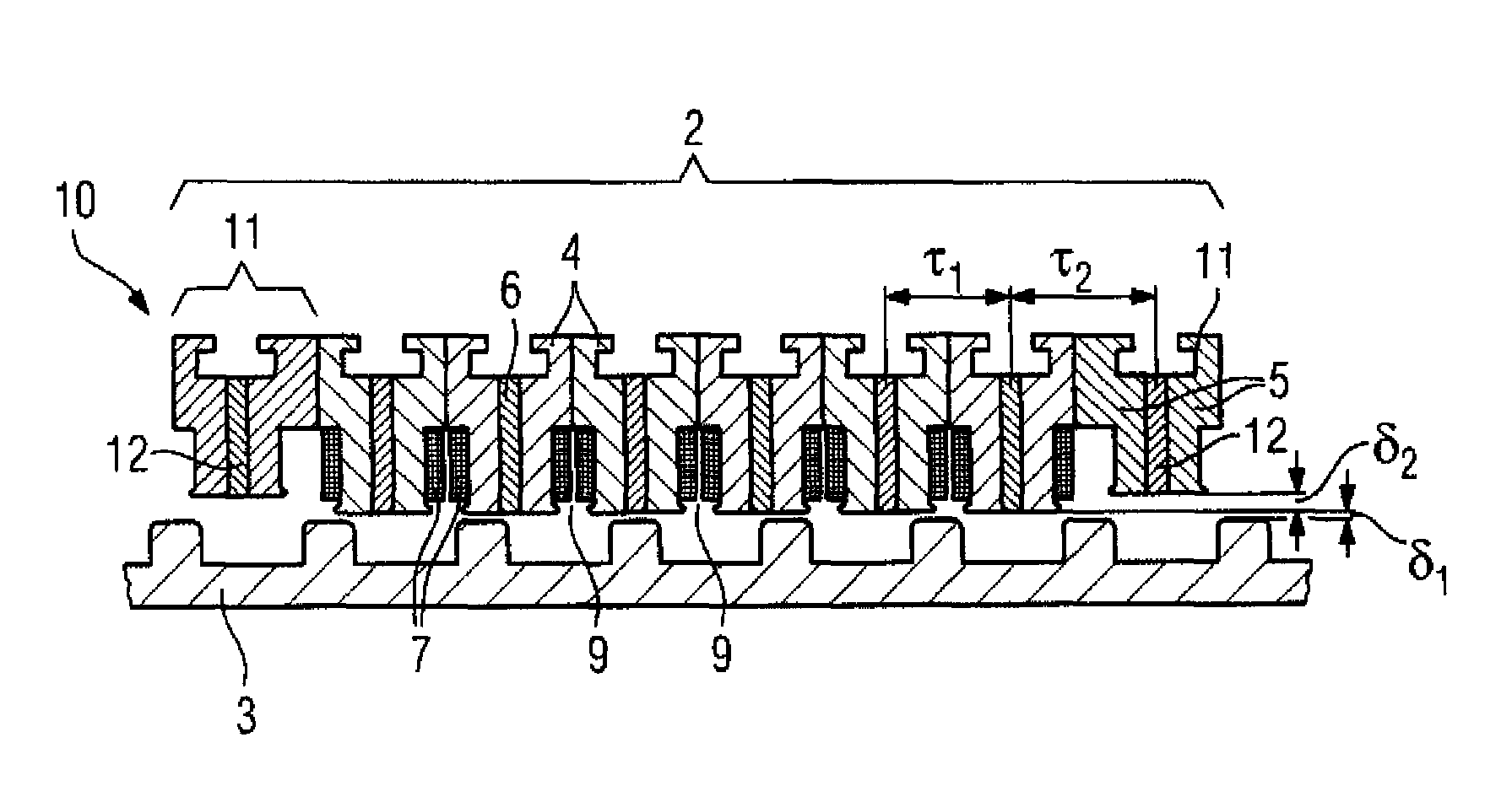 Primary part and linear electrical machine with force ripple compensation