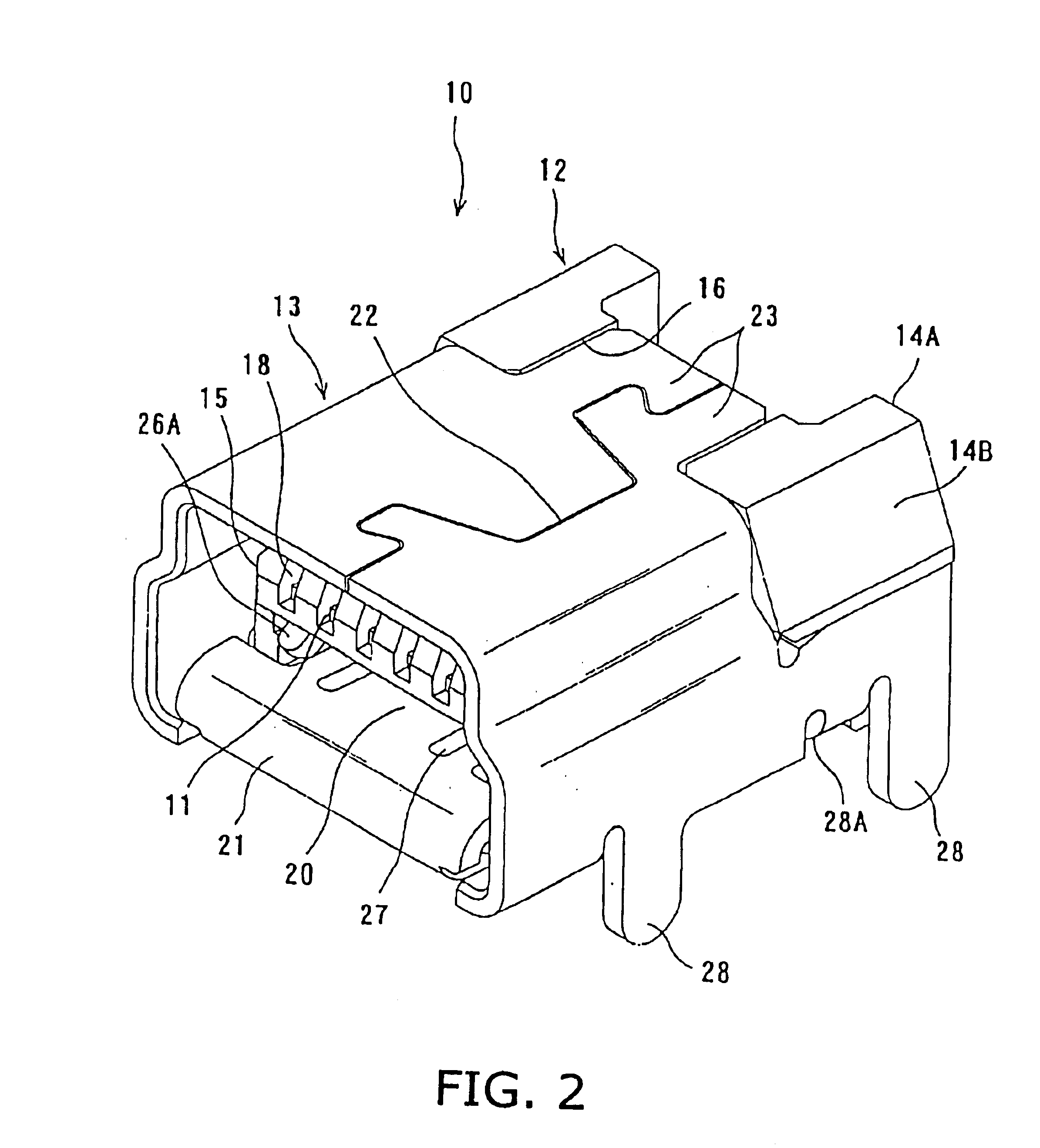 Electrical connector with lock and shield pieces in middle plane